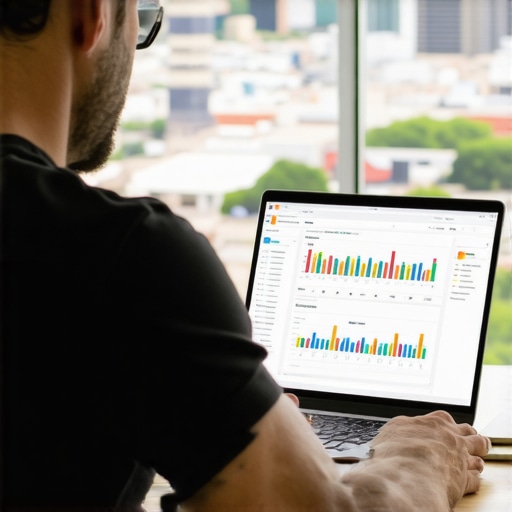 Business owner working on SEO analytics in Laredo