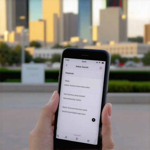 Local Voice Search in Laredo Person conducting a voice search on a mobile device with Laredo cityscape