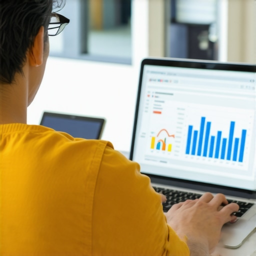 Person working on schema markup for local SEO on a laptop