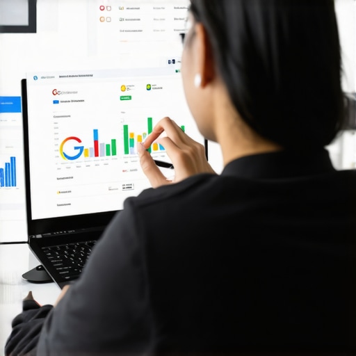 Managing Local SEO Tools for Google Maps Success Person analyzing local SEO performance on a computer with Google My Business and analytics charts