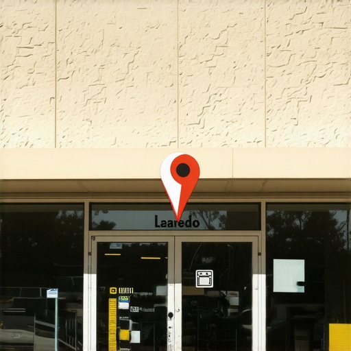 Laredo storefront with prominent Google Maps overlay