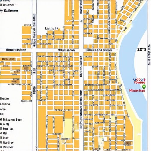 Map showcasing various businesses in downtown Laredo optimized for local SEO.