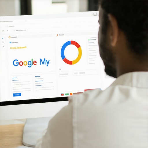 Expert analyzing GMB profile analytics on a laptop for Laredo business SEO.