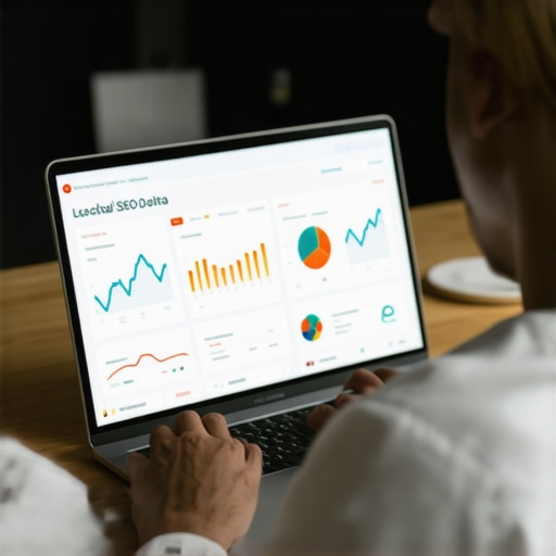 Analyzing Local SEO Data for Laredo Businesses Person reviewing SEO performance metrics on a laptop in an office setting