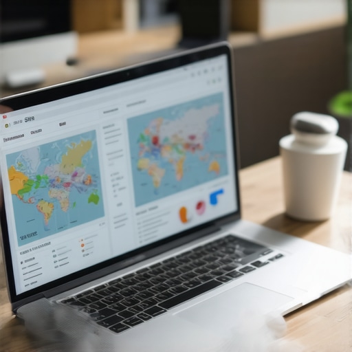 Mastering Local SEO Maintenance Person analyzing local SEO metrics on laptop with maps and charts displayed