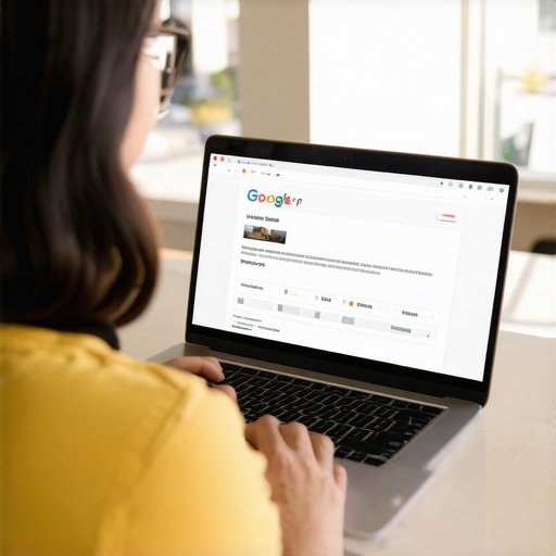 Person editing Google My Business profile on laptop with Laredo landmarks